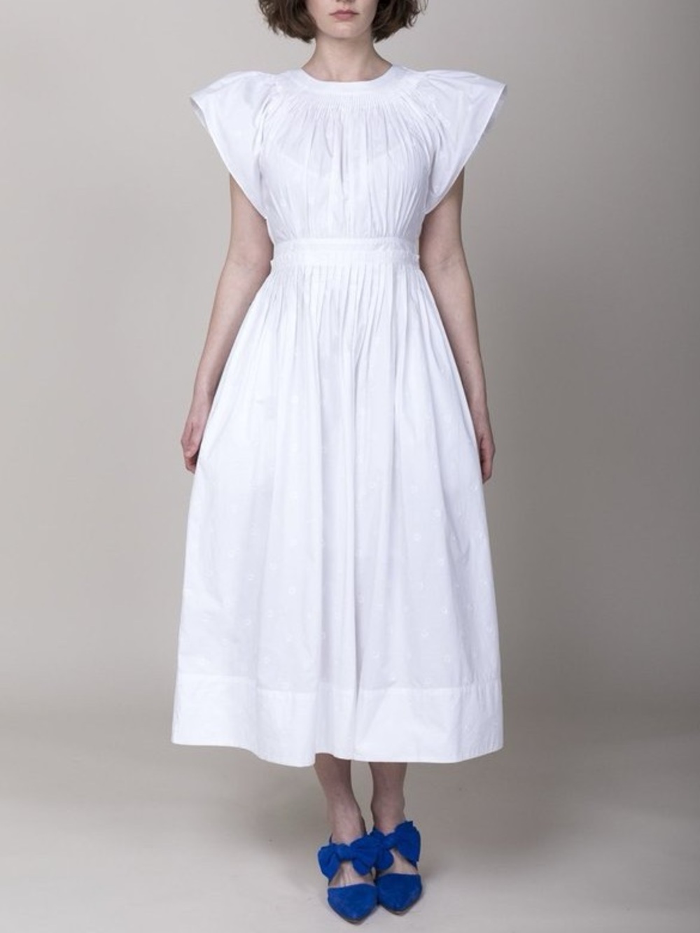 Ulla Johnson Lottie White Embroidered Midi Dress